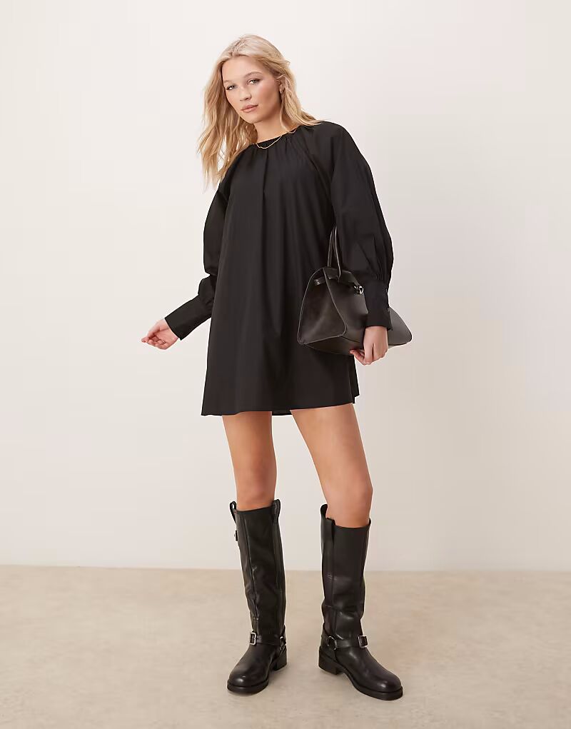 

Мини-платье с глубокими манжетами ASOS DESIGN черного цвета