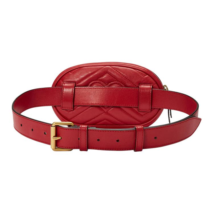 Поясная сумка Gucci GG Marmont из красной кожи — фото 4
