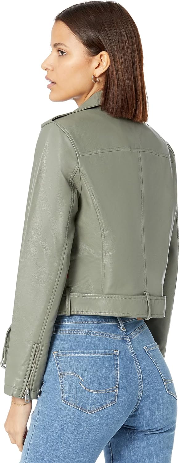 Женская байкерская куртка Levi's из искусственной кожи с поясом (стандартный и большой размер), Sage Green — фото 3