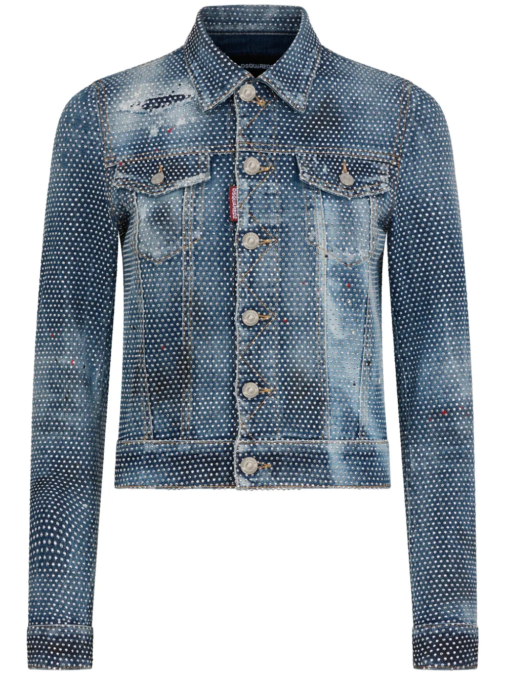 Джинсовая куртка с кристаллами DSQUARED2, синий