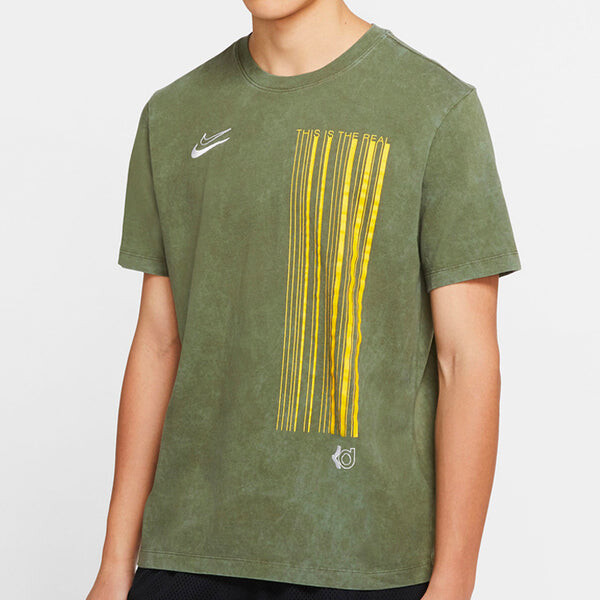 Футболка dri-fit kd retro washed embroidered logo sports short sleeve green army green Nike, зеленый — фото 2