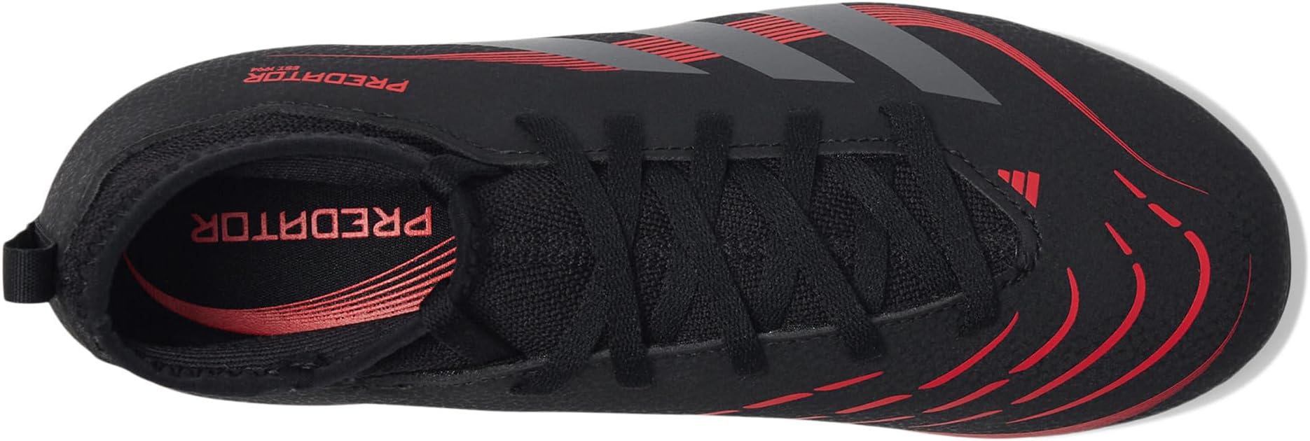Кроссовки Adidas Kids Club Predator Sock Firm Ground/Multi Ground Soccer Cleats, Black/Grey/Lucid Red — фото 2