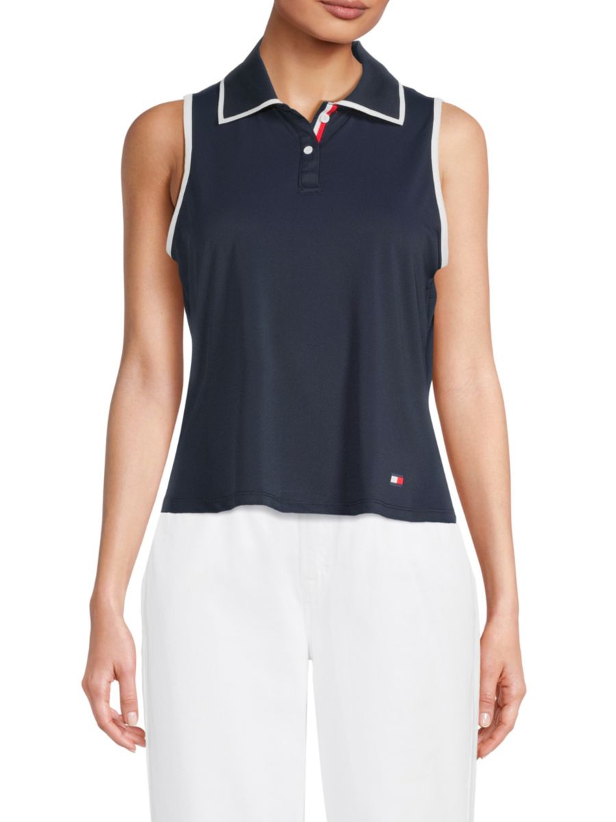 

Майка-поло с контрастной отделкой Tommy Hilfiger, темно-синий
