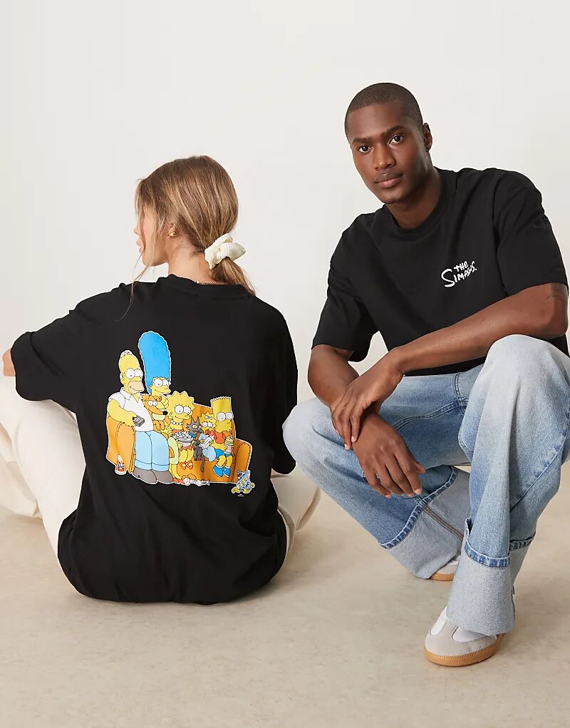 

Футболка свободного покроя с принтом Симпсонов черного цвета ASOS DESIGN