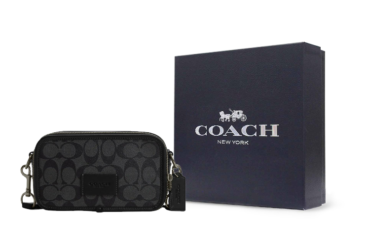 

COACH Подписная кожаная сумка через плечо Wyatt с покрытым холстом