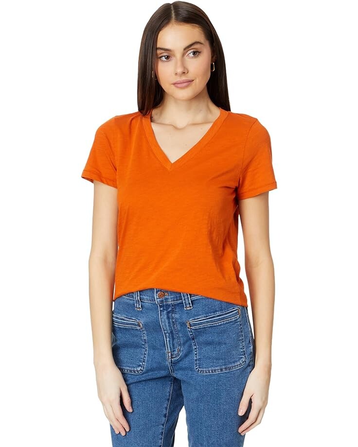 

Футболка Madewell Whisper Cotton V-Neck, цвет Rusted Orange