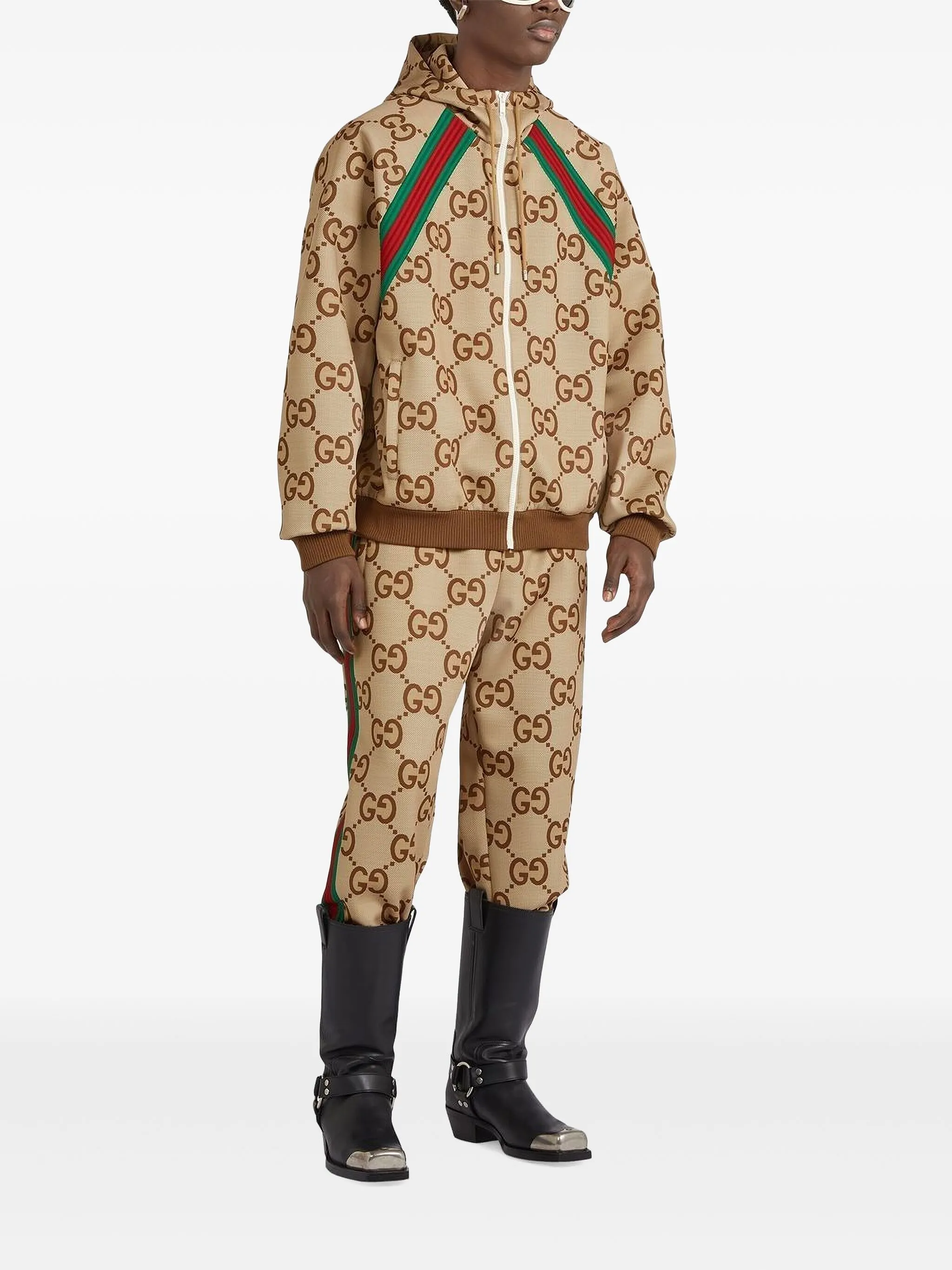 Куртка с капюшоном и узором GG Supreme Gucci, коричневый — фото 2