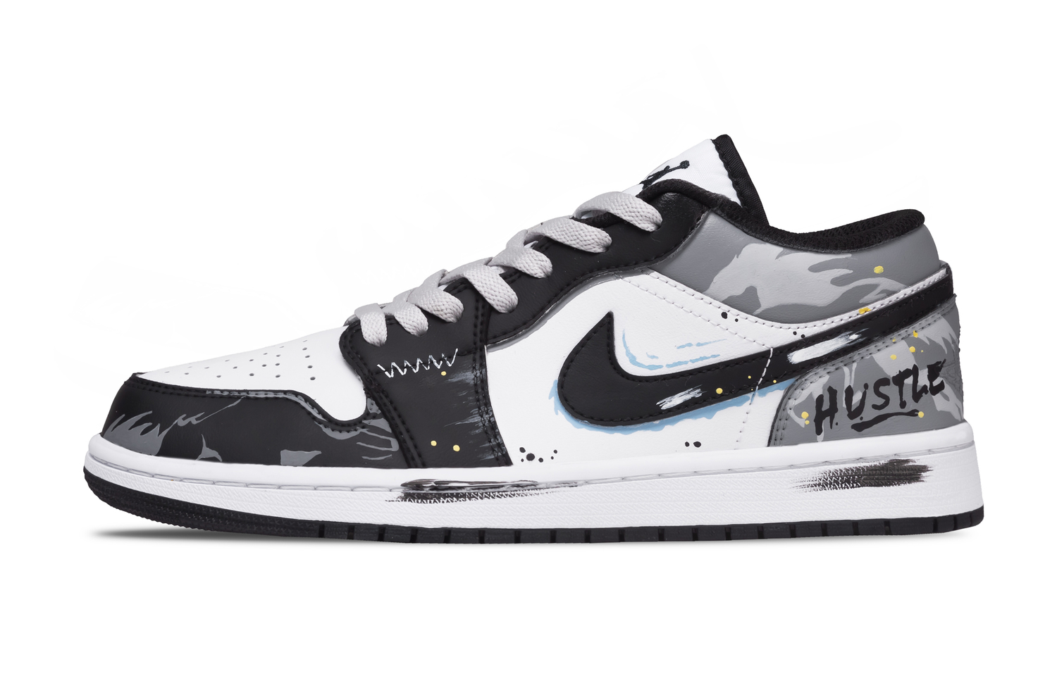

Jordan Air 1 Funi Galloping With Funi Устойчивые к истиранию низкие кеды в винтажном стиле для баскетбола Unisex черно-белые