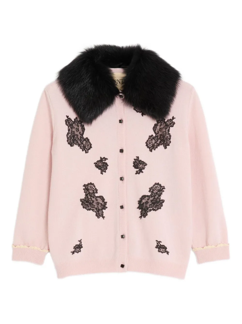 

Кардиган с меховым воротником и кружевом VALENTINO GARAVANI, розовый