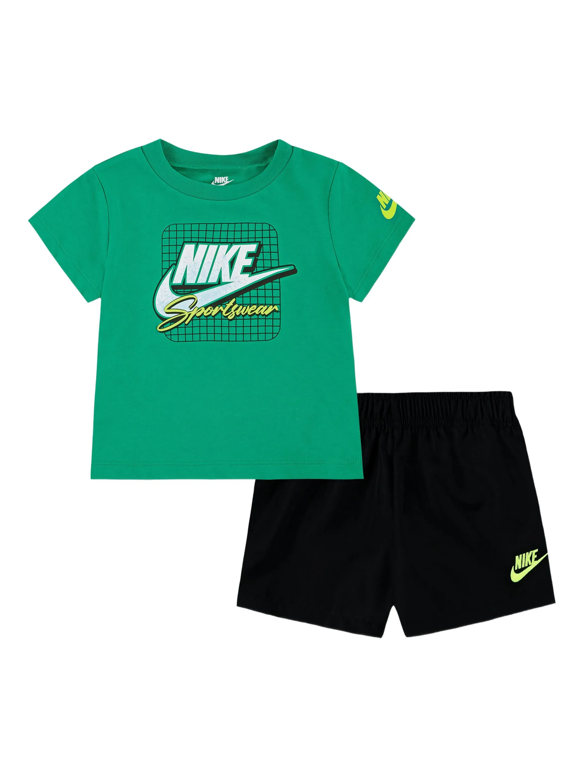 

Комплект из топа и шортов с логотипом Nike Kids, зеленый