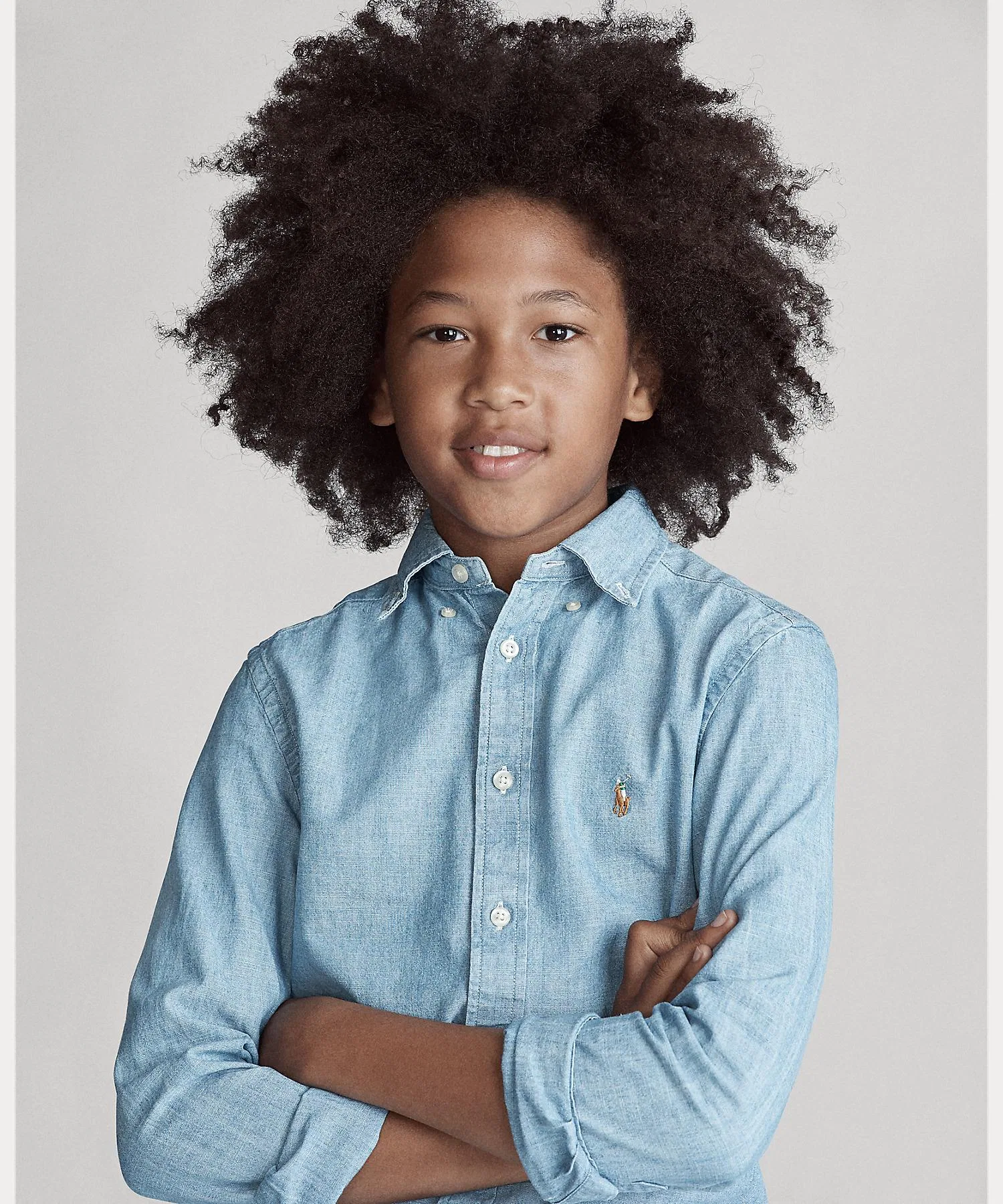 Детская хлопковая рубашка POLO RALPH LAUREN CHILDRENSWEAR тёмно-синяя