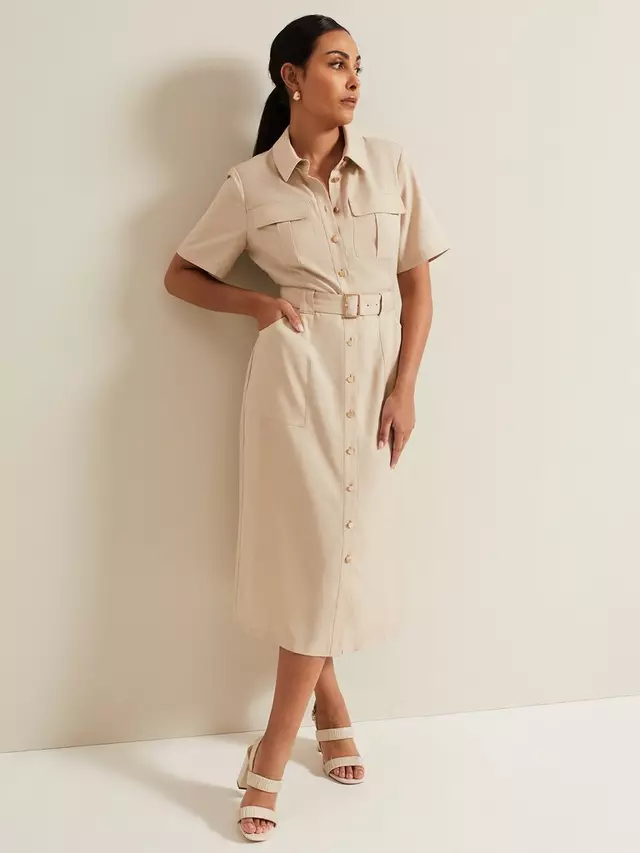 

Платье Phase Eight Petite Willow Utility Midi, цвет stone