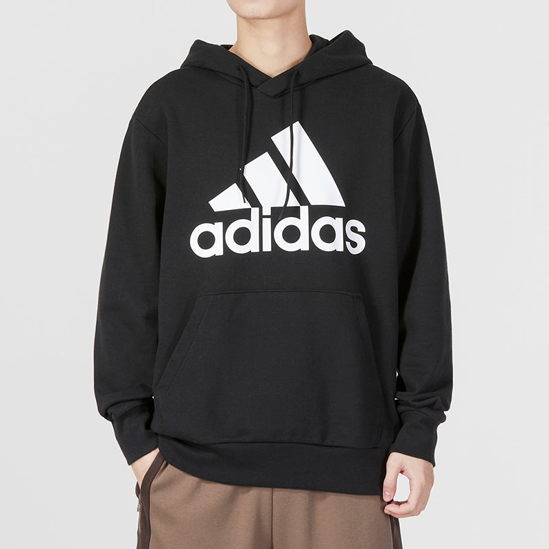 Худи adidas French Terry Big Logo Hoodie 'Black White', черный — фото 3