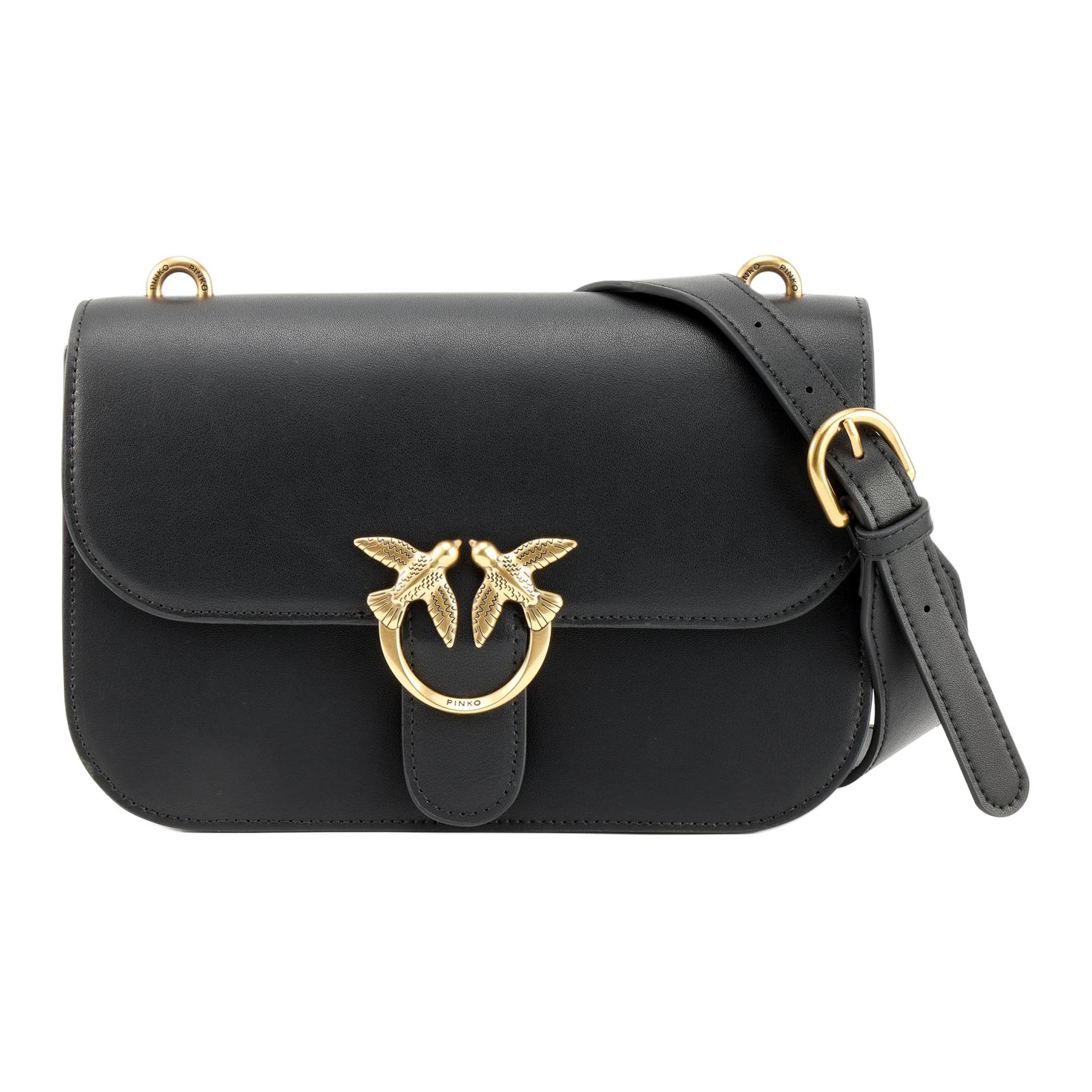 

Кожаная плечевая сумка через плечо обычная женская черная PINKO