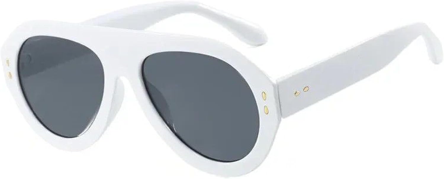 

Модные мужские солнцезащитные очки большого размера в цельной оправе с цветными зеркальными линзами для женщин, с заклепками, защита от УФ-излучения UV400 TVTBBVV, White Black