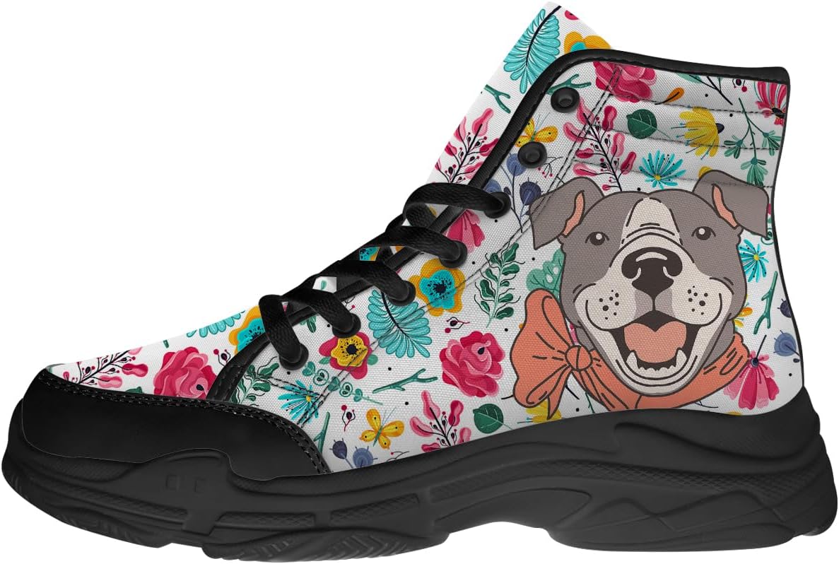 

Кроссовки на высокой платформе с рисунком собак для женщин, кружевные с цветочным принтом на шнуровке, подарки для нее и для него Generic, 3101 Pit Bulls