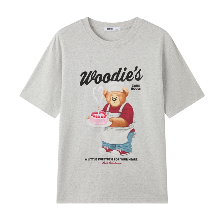 

Футболка Unisex Crew Neck Moderate SPAO, светло-heather серый