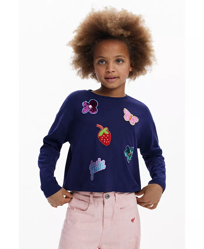 

Футболка для девочки с аппликацией Desigual, синий