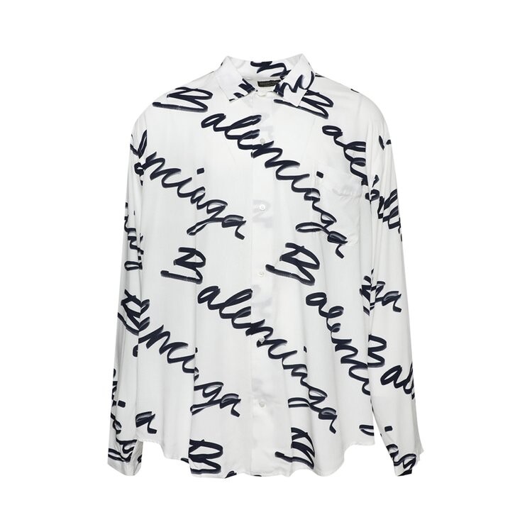 

Рубашка Balenciaga Logo Long-Sleeve Shirt, белый, Серый, Рубашка Balenciaga Logo Long-Sleeve Shirt, белый