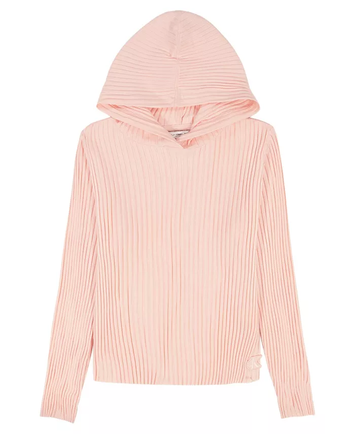 

Детская худи с молнией спереди и рельефной резинкой для девочек 7-16 лет Calvin Klein, розовый