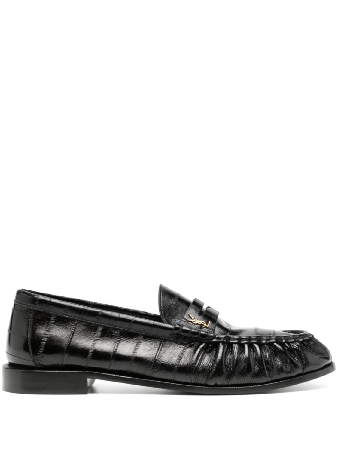 

Saint Laurent logo-plaque leather loafers, черный