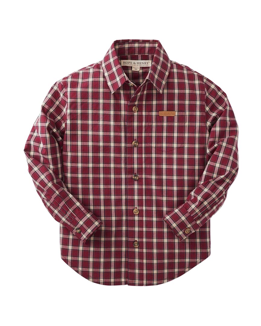 Хлопковая рубашка с закатанными рукавами HOPE & HENRY, красный — фото 2