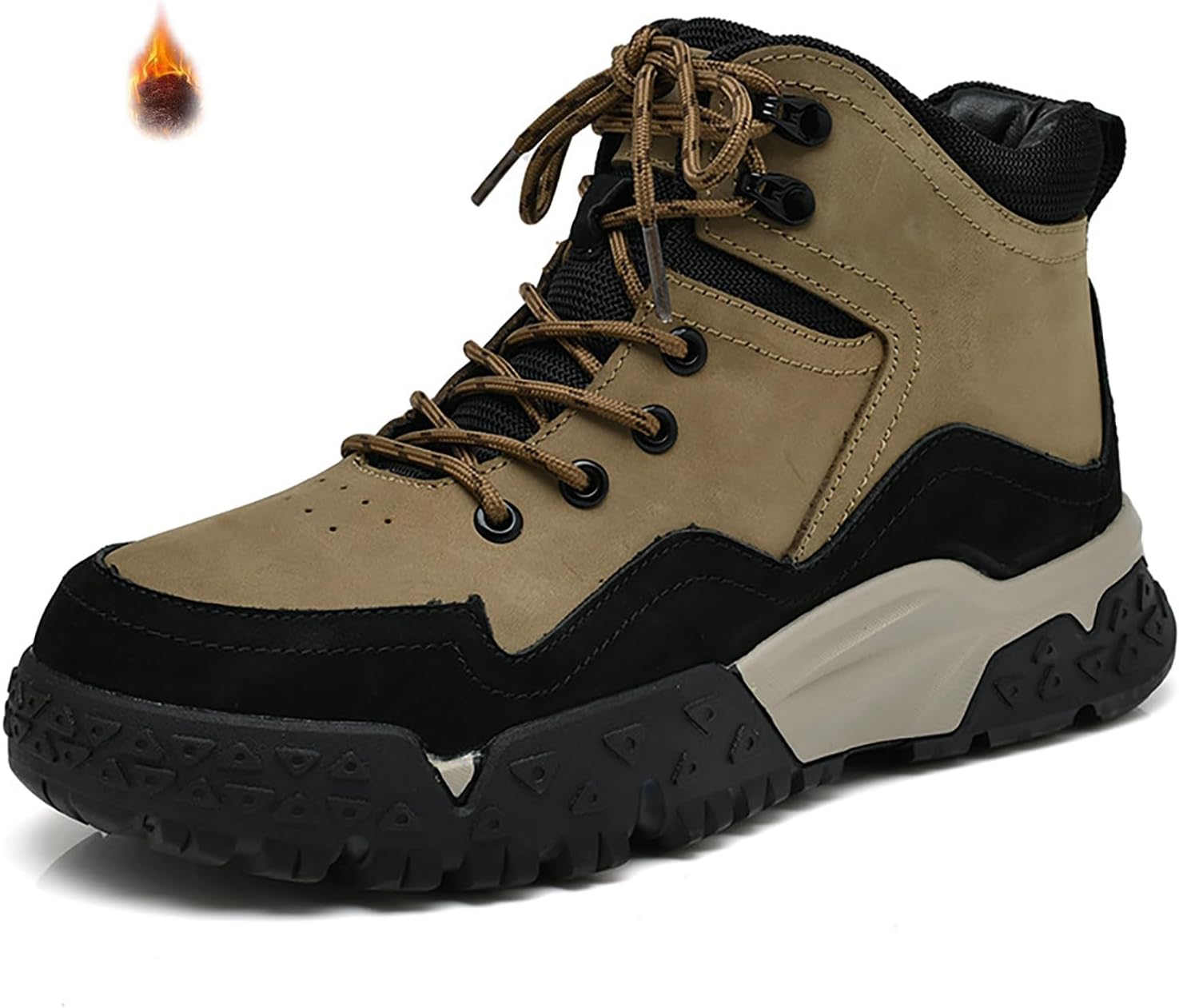 

Мужские кожаные треккинговые ботинки на шнуровке с платформой, модные, легкие, дышащие, с круглым носком, для походов и путешествий с рюкзаком Faglkak, хаки