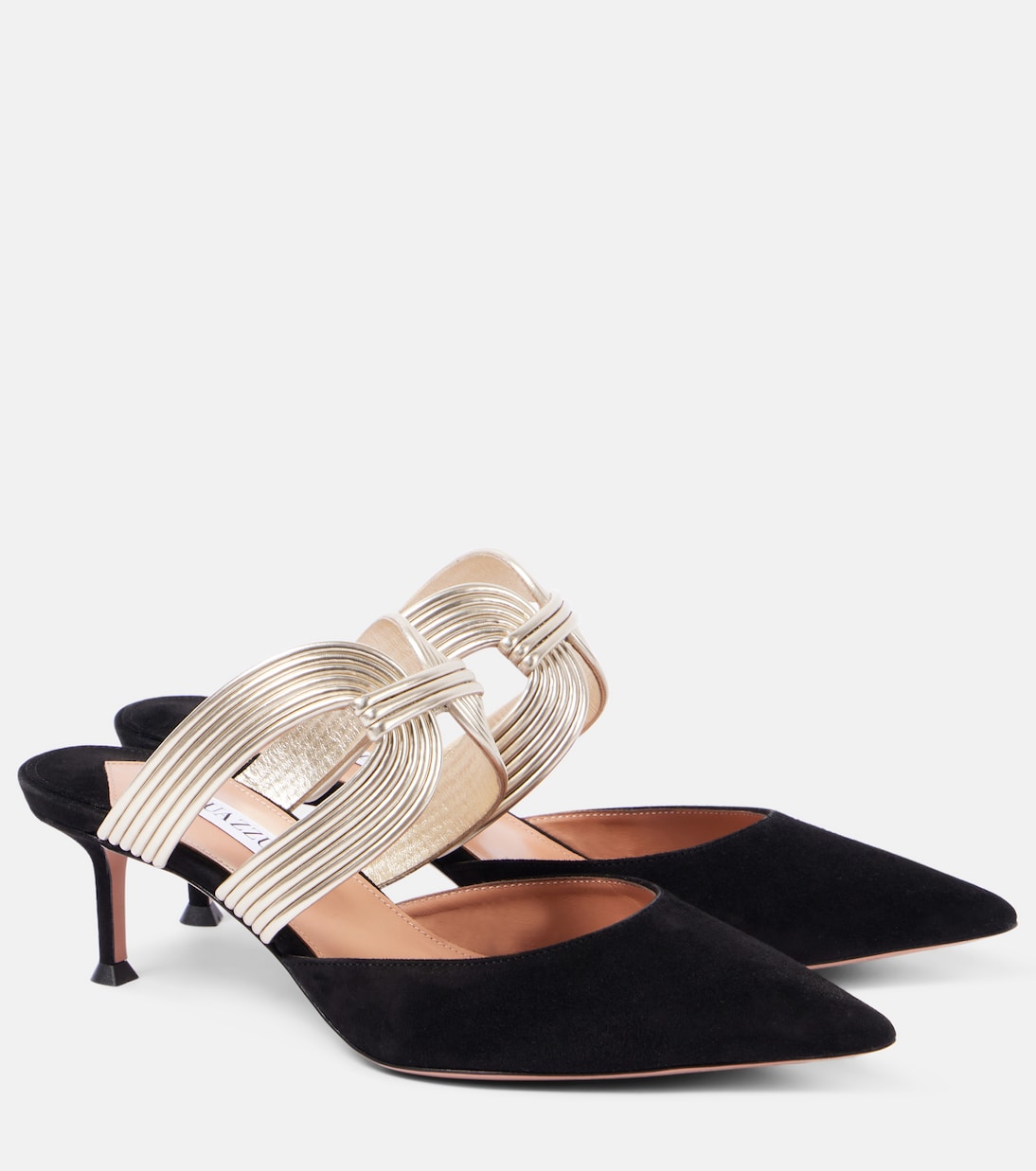 Замшевые мюли Esencia 50 Aquazzura, Light Gold