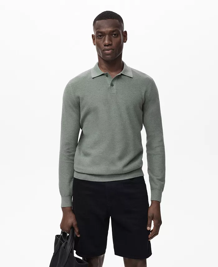 

Мужская поло из микроструктурного хлопка Mango, зеленый