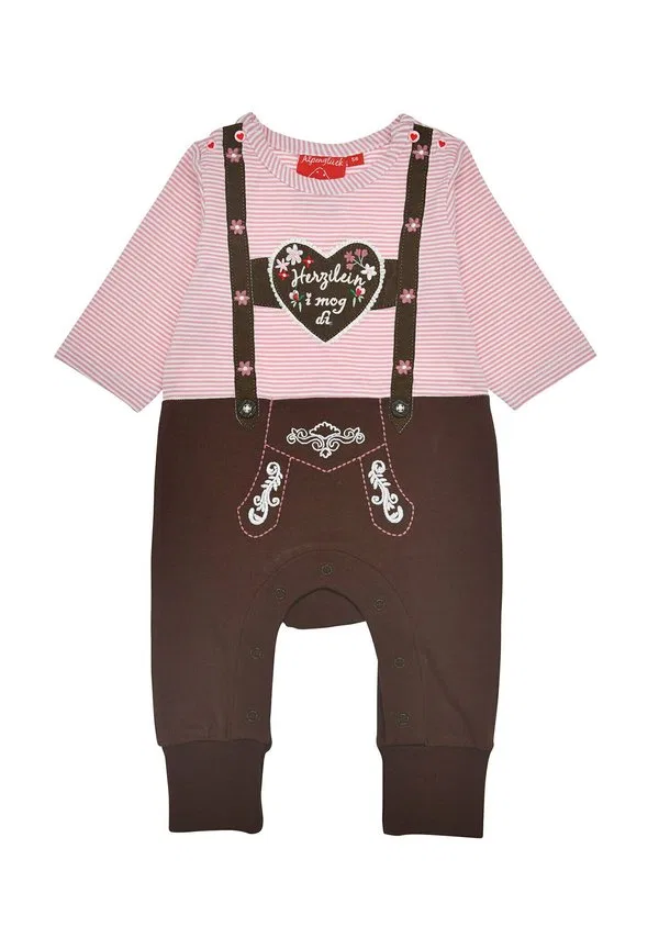 Комбинезон alpenglück strampler langarm geringelt 'herzilein' Alpenglück, Pink