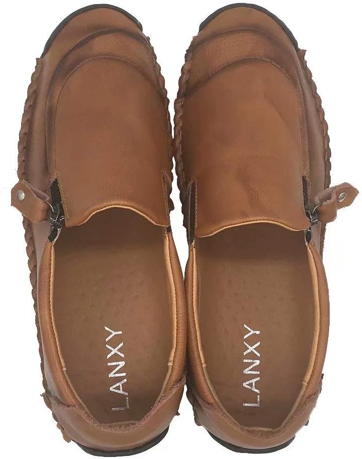 

Мужские повседневные кожаные туфли LANXY, дышащие лоферы, легкие обувь, весенние удобные мокасины, уличная обувь, осенние лодочные туфли, большие размеры, коричневый