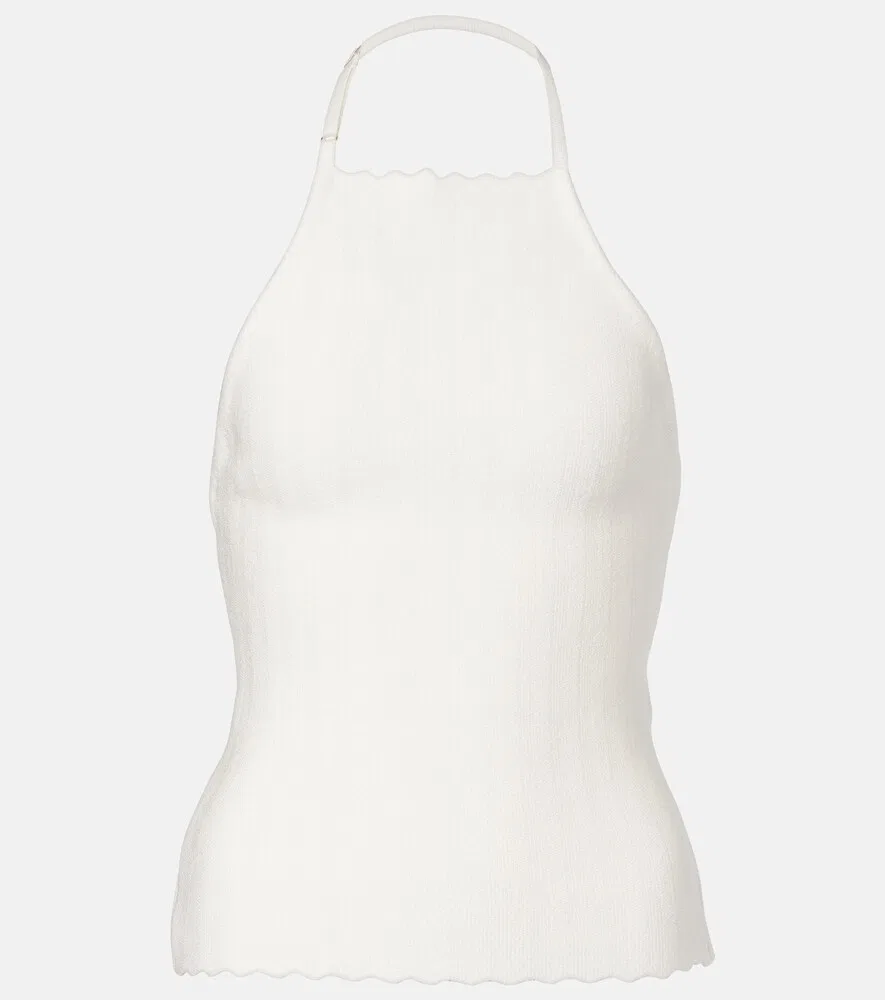 Вязаный топ с завязками на шее от Tablier Jacquemus, белый