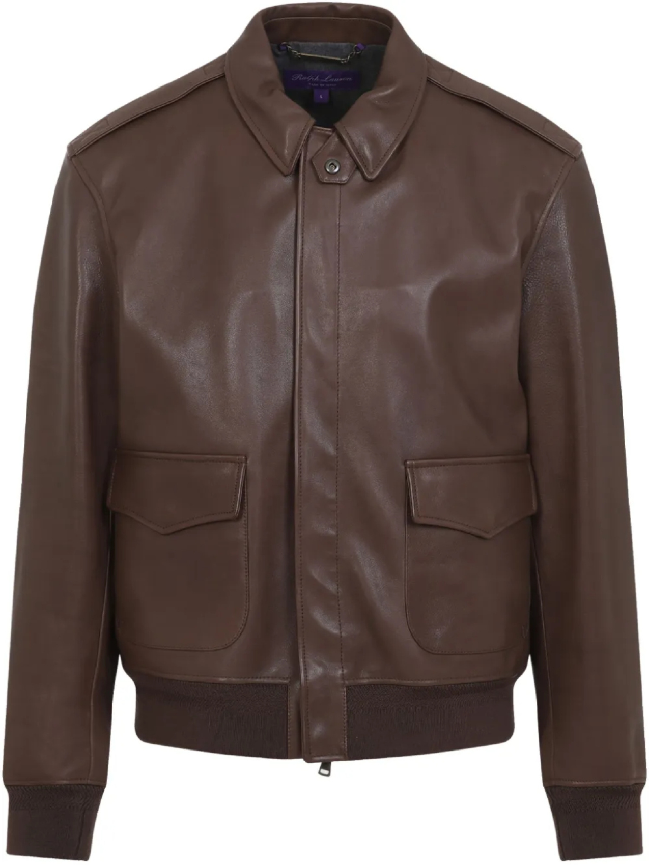 

Кожаная куртка на молнии Ralph Lauren Purple Label, коричневый