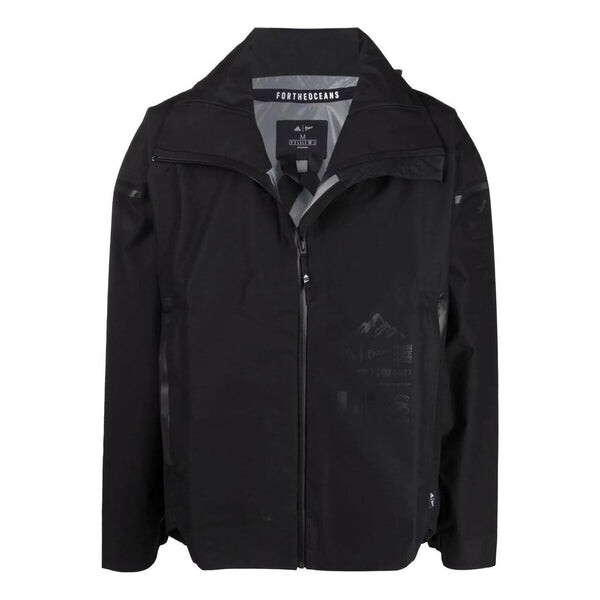 

Куртка Men's adidas originals Solid Color Logo Printing Zipper Stand Collar Sports Jacket Black, черный