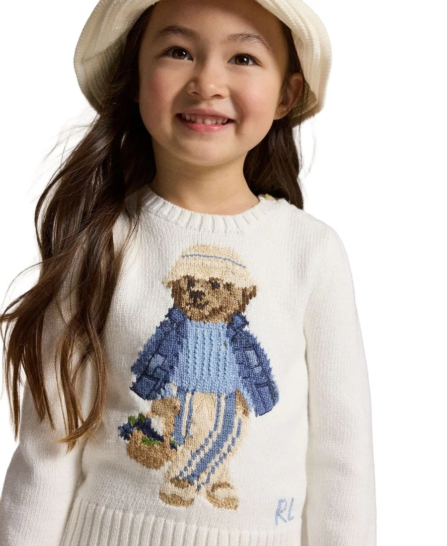 Детский свитер с круглым вырезом Polo Bear (размеры 2T-6X) Polo Ralph Lauren, белый — фото 4