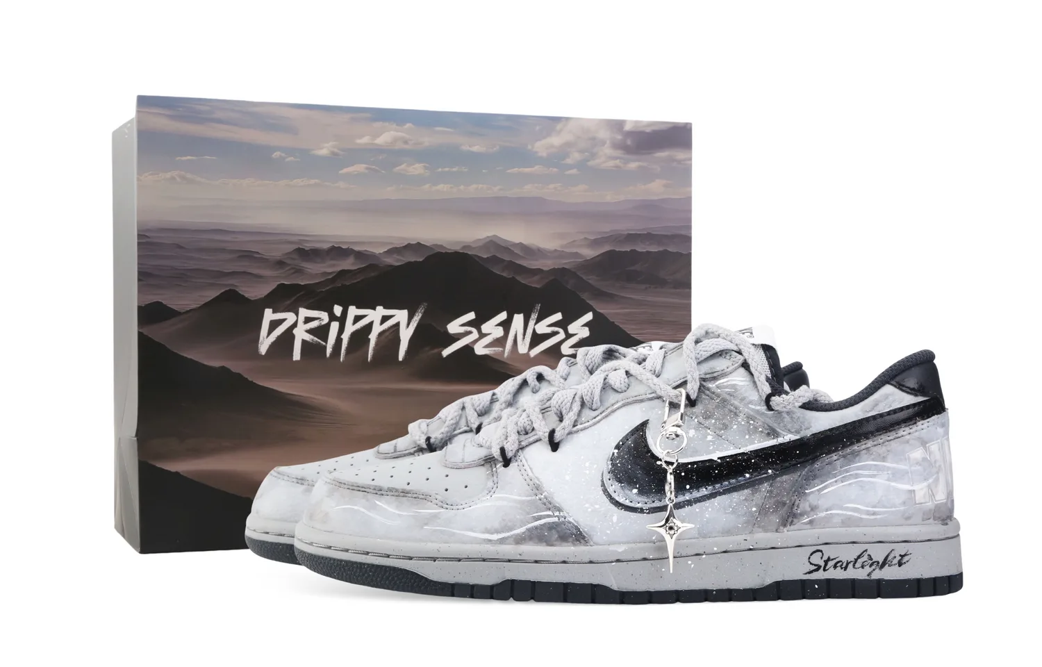 Nike Кроссовки для скейтбординга Big Drippy Star Era с амортизацией, износостойкие, противоскользящие, низкие, мужские, серо-черные