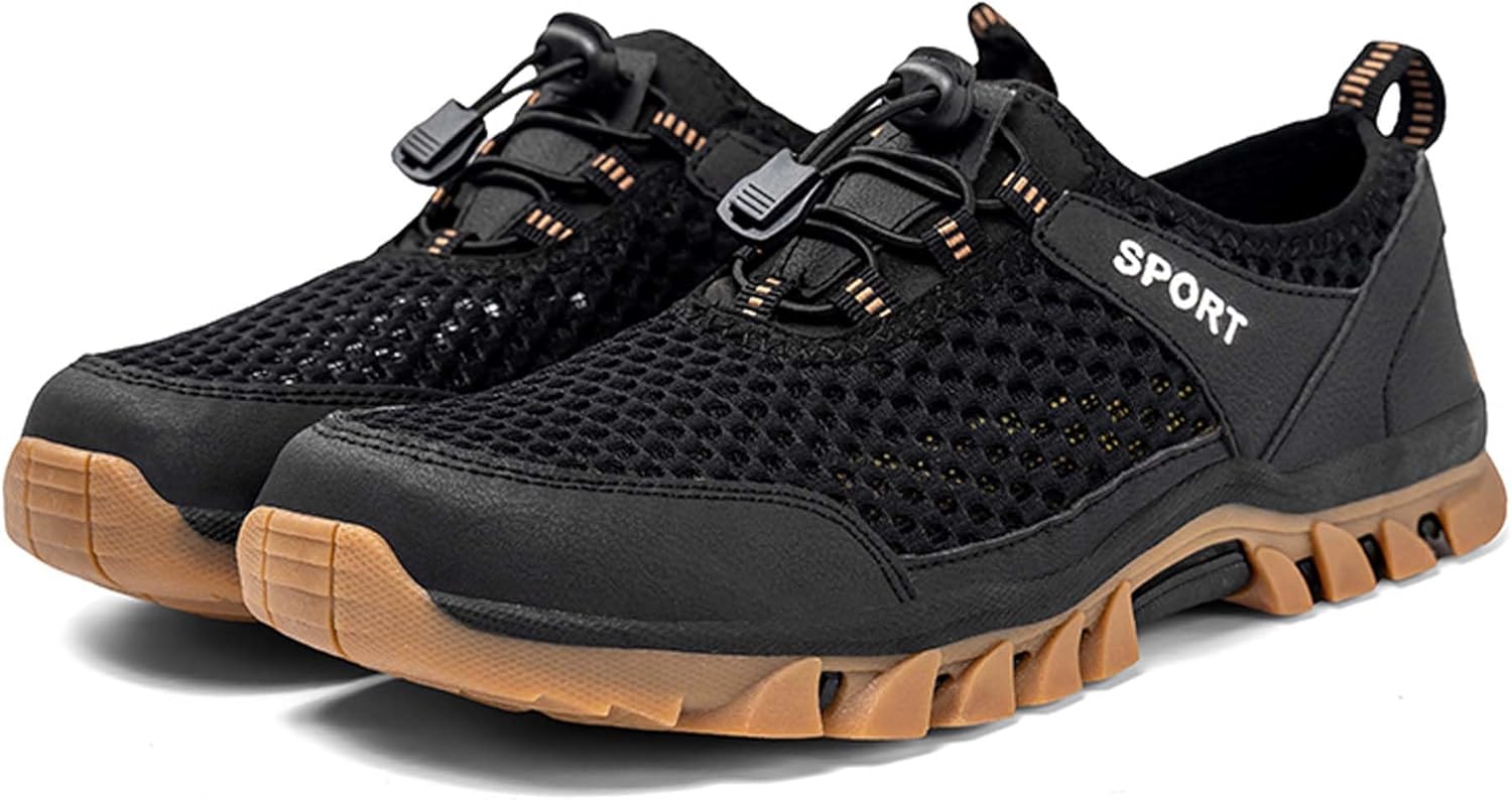 

Мужские спортивные водные туфли, дышащие, быстро сохнущие, летние, подходят для активного отдыха на пляже, плавания, серфинга, противоскользящие, легкие, для кемпинга и походов Generic, черный