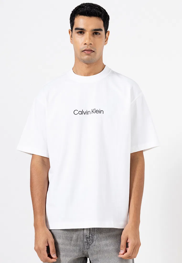 Футболка свободного кроя с логотипом, Calvin Klein Jeans, ярко-белый