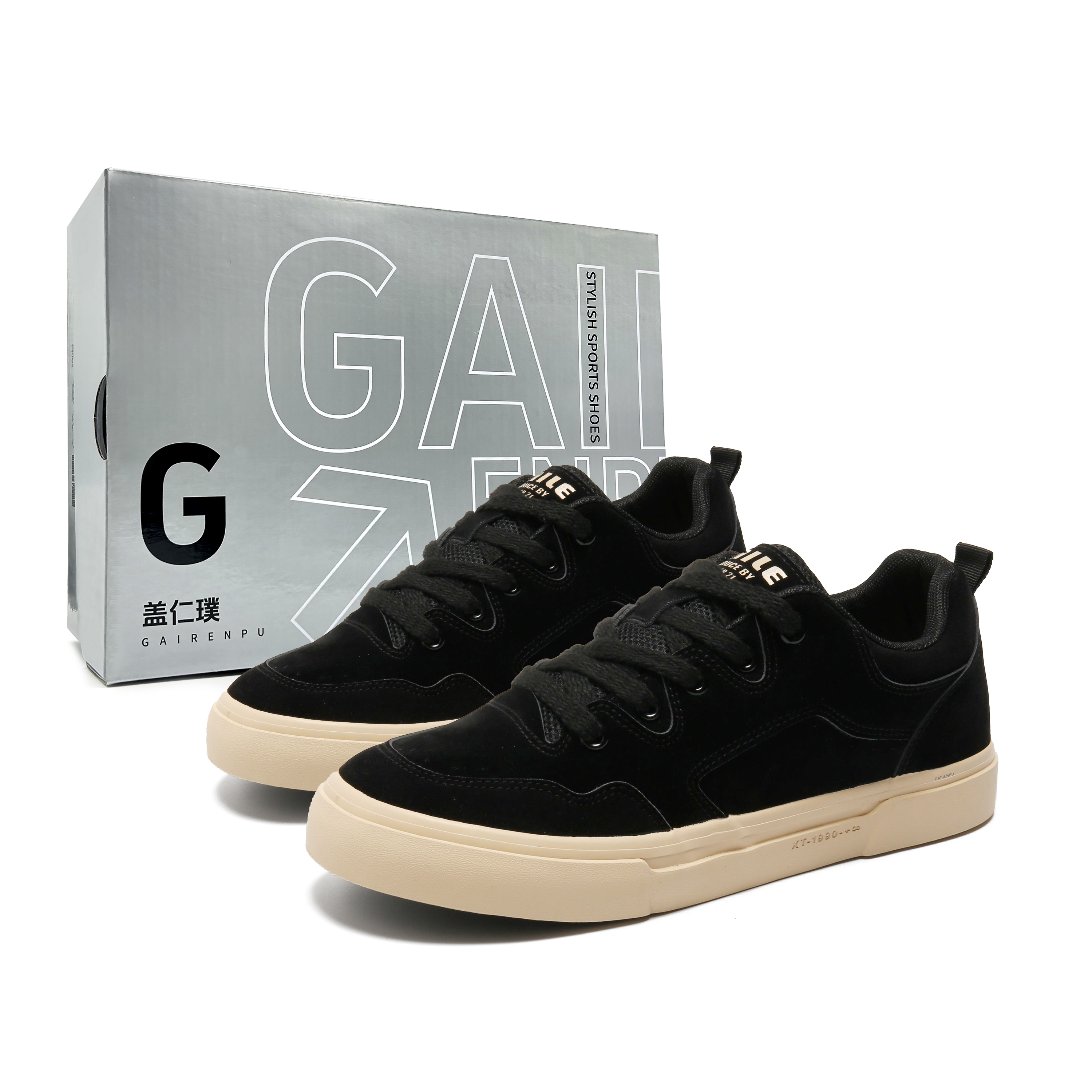 

Нескользящие, износостойкие, дышащие низкие мужские кроссовки для скейтбординга Gai Renpu, Black[Box]