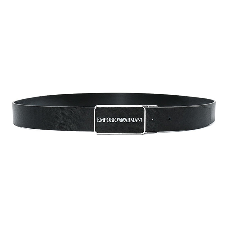 

EMPORIO ARMANI Мужской кожаный ремень из коровьей кожи черный шириной 3.5 см, Black