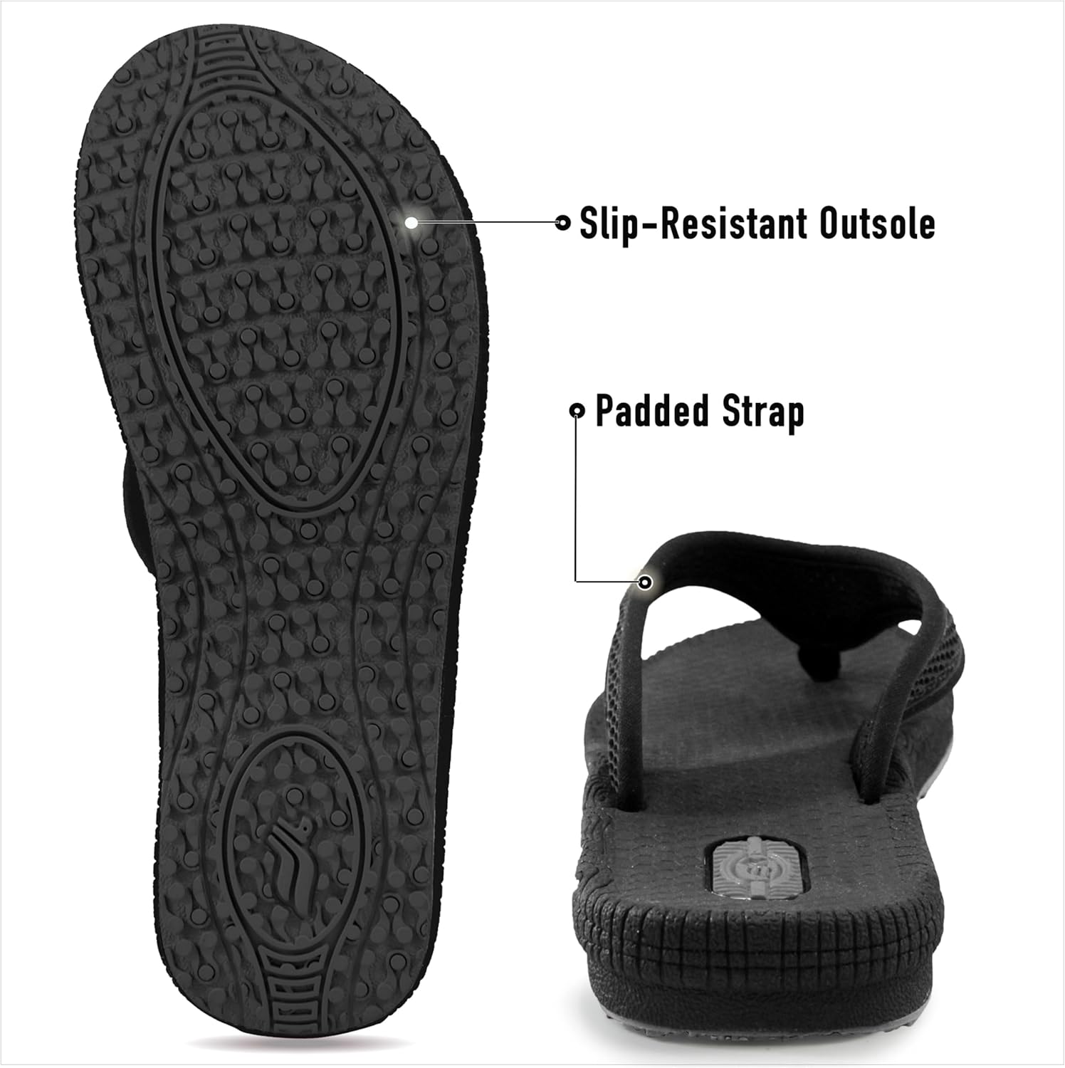 Шлепанцы Gold Pigeon Shoes SIMPLUS Unisex Ultra-Cuhion Yoga Mat с поддержкой пятки, черный — фото 4