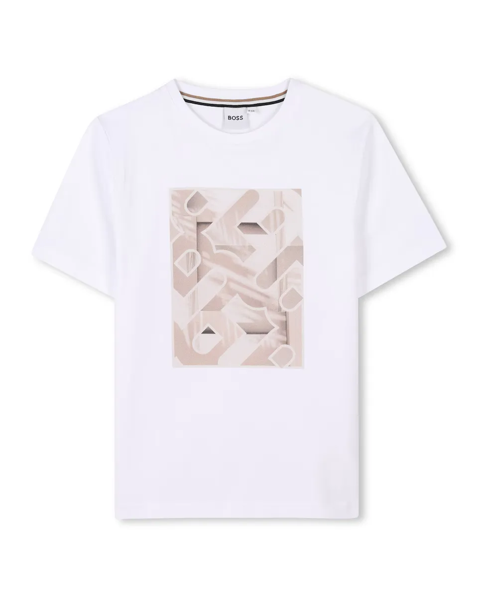 

Футболка для мальчика из белого хлопка BOSS Kidswear, белый