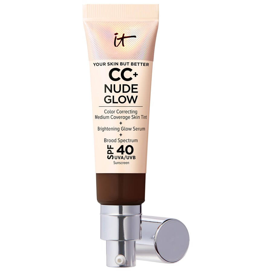 

Тональная основа CC+ Nude Glow Lightweight Foundation + Glow Serum с SPF 40 и ниацинамидом IT Cosmetics, 1.1 oz /32 mL, Deep Mocha