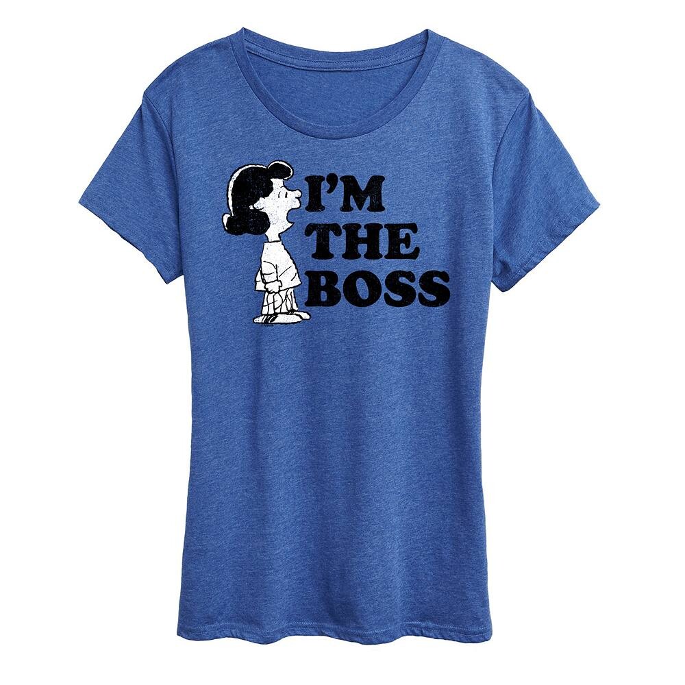 

Женская футболка с рисунком Peanuts Lucy I'm The Boss Licensed Character, цвет Heather Royal Blue