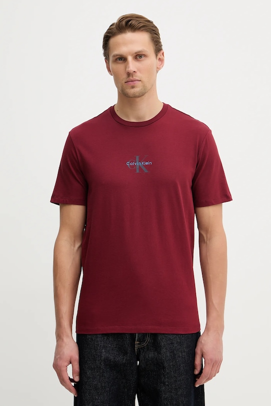 

Хлопковая футболка Calvin Klein Jeans, бордовый, Красный, Хлопковая футболка Calvin Klein Jeans, бордовый
