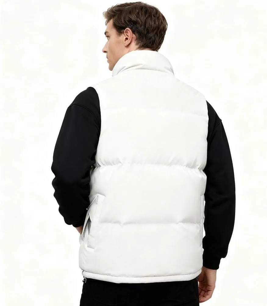 Generic Мужская легкая водоотталкивающая складываемая пуховая жилетка, Off White, XXL — фото 4