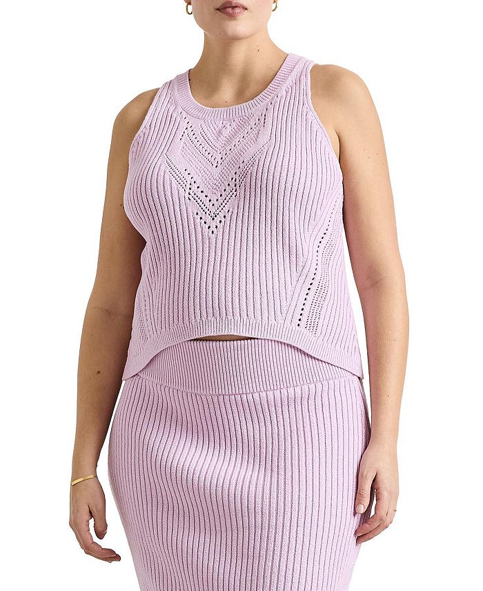 

Хлопковый топ с ажурной вязкой для беременных Chloe Maternity HATCH Collection, розовый