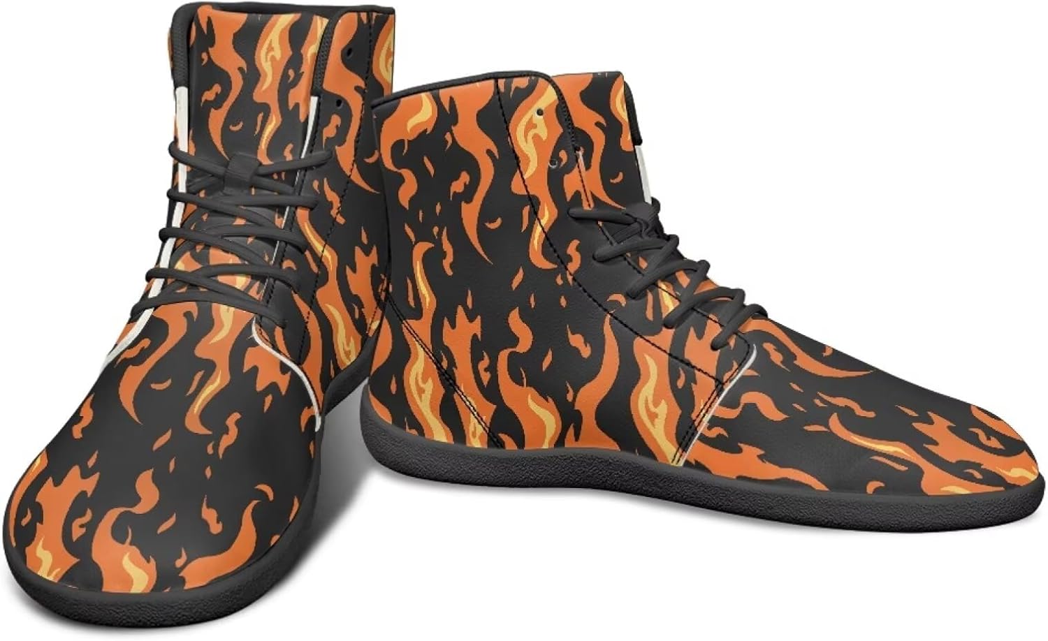 

Высокие кроссовки с узором молнии и огня, босоножки с нулевым перепадом, кожаные кроссовки для бега, заземляющие обувь для мужчин Watdotory, оранжевый