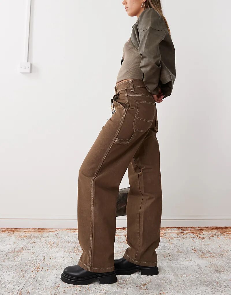 

Свободные прямые брюки плотника коричневого цвета Dickies