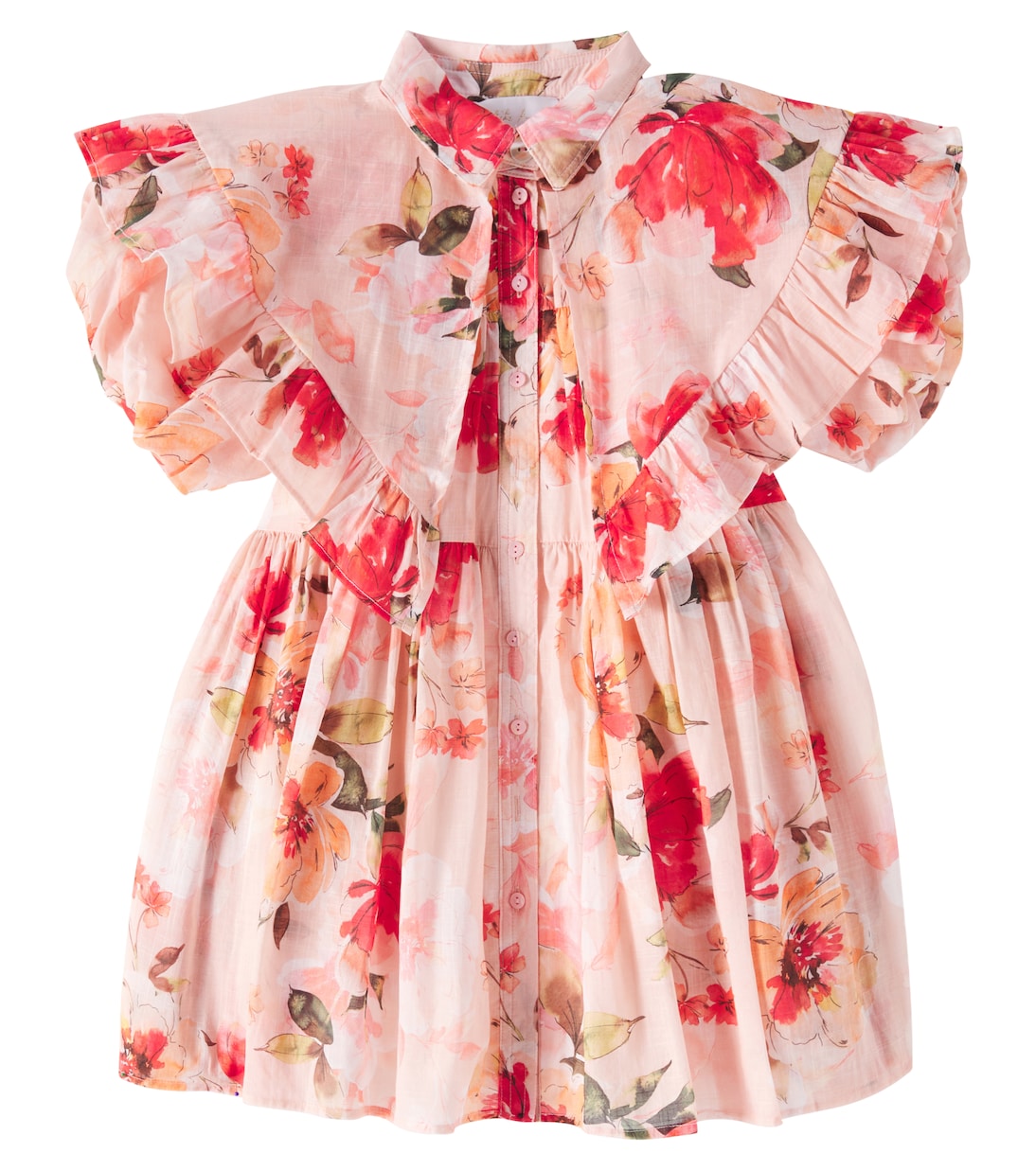 

Платье из хлопка с цветочным принтом и рукавами-буфами Petite Amalie , Peach Peony Print